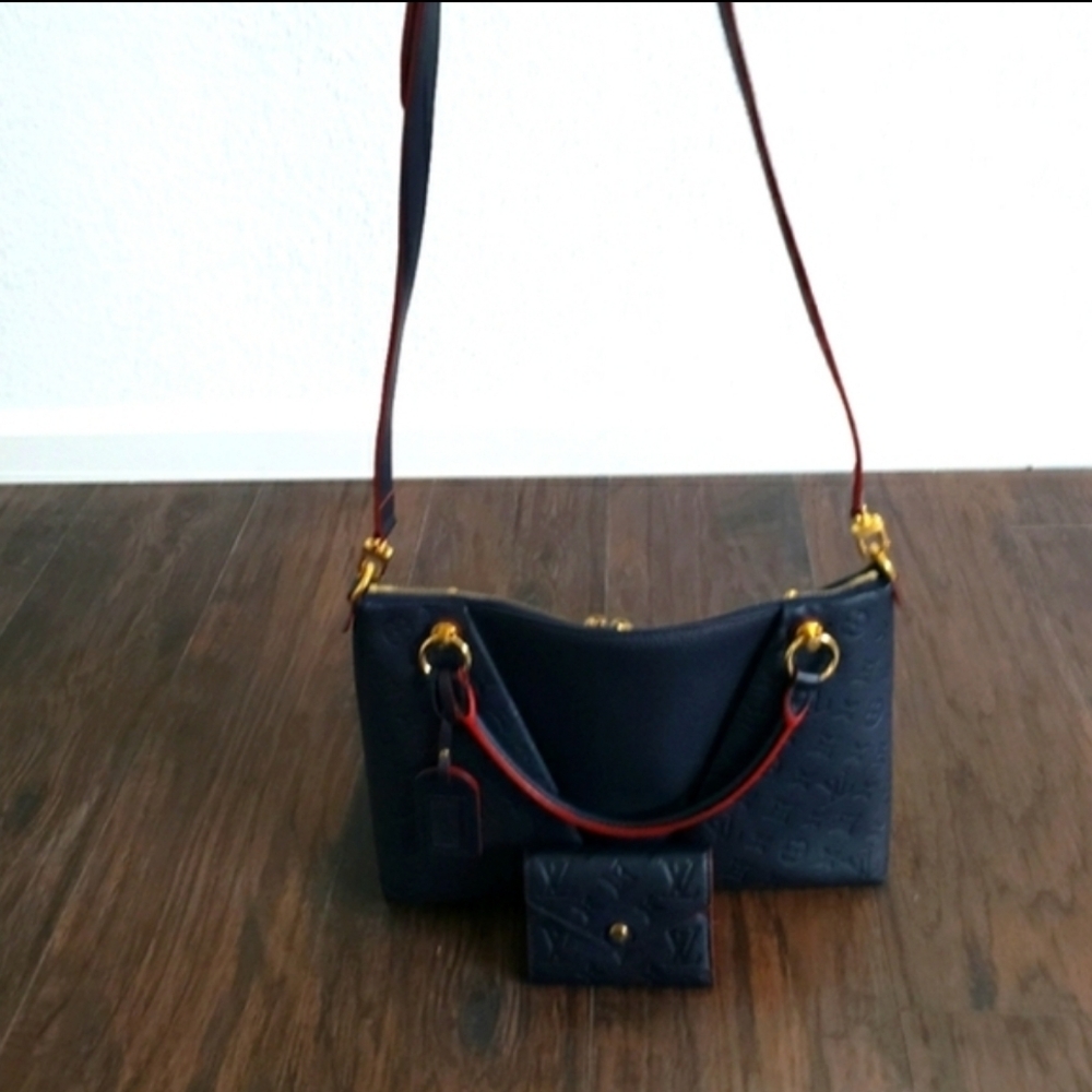 Louis Vuitton Empreinte VTote MM And Matching Victorine Wallet Marine Rouge - Picture 14 of 15